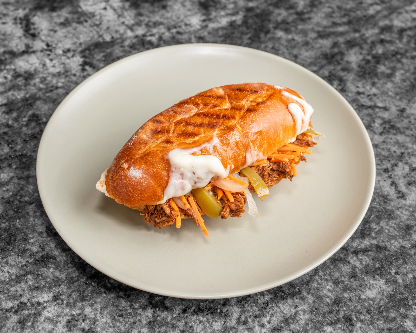 Lonche de Chilorio — Mexican pulled pork sandwich at El Cafesito By Mexicanada in Old Strathcona, Edmonton